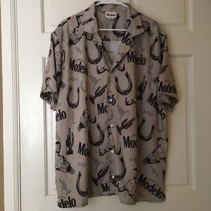 Modelo Mens 2X Beige Graphic Men's Shirt Horseshoes Equestrian Theme